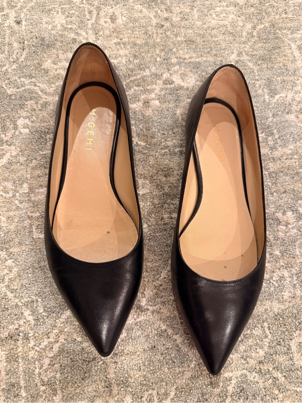 M. Gemi Black Pointed Leather Flats
